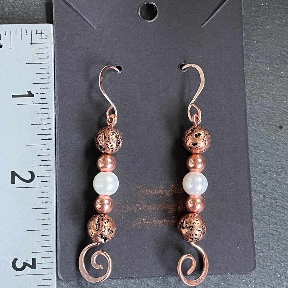 Artisan Wire Wrapped Copper Earrings Handmade - Picture 10 of 15